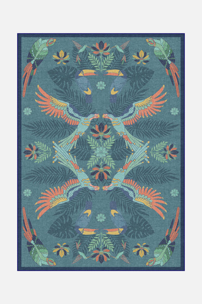 Tropenvögel Blau Teppich - Teppana